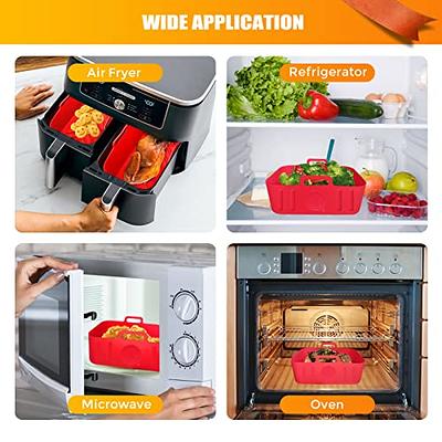 Silicone Air Fryer Liners 2 Pack with Silicone Glove - 8 inch for 4 to 7 QT  - Reusable Air Fryer Pot - Air Fryer Inserts for Oven Microwave