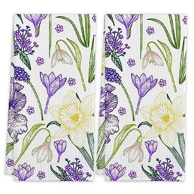 GEEORY Spring Daisy Leaves Kitchen Dish Towels 18x26 Inch Ultra Absorb