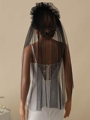  Heread Short Bride Wedding Veil with Butterflies