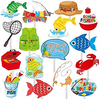 12Pcs Blue Baby Shower Party Centerpieces for Boys Gone Fishing