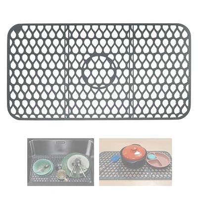 Silicone Sink Protector Mat 24.8x13, Single Bowl Sink Protectors for  Kitchen Sink Tray, Center Drain Kitchen Sink Mat for Bottom of Sink Liner,  Sink