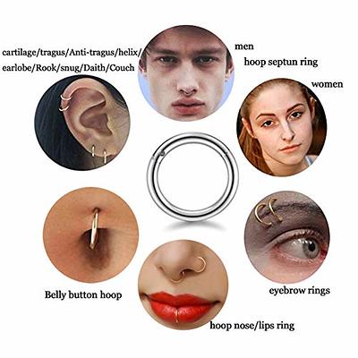 20PCS 20G Septum Nose Rings Hoop Stainless Steel Non Piercing Body Jewelry  Gift