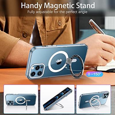 Magnetic for iPhone 15 Pro Max Leather Case,Built-in Invisible Stand  [Compatible with Magsafe] Protective Slim Kickstand Phone Cover Compatible  with