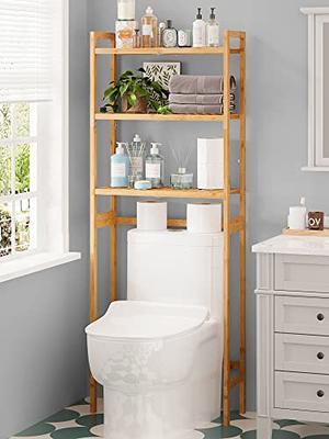 Bamboo Bathroom Shelves Organizer Shelves for Storage Black Adjustable 3  Tiers Floating Shelf Over The Toilet Storage with Hanging Rod