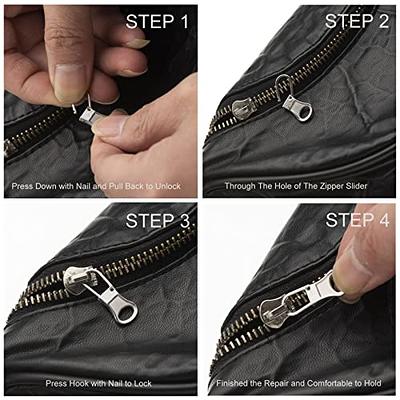  Bewudy 10pcs Zipper Pull Replacement, Metal Zipper Pulls  Detachable Zipper Tab Repair for Clothing Jackets Boots Wallet Coat Purse  (Black)