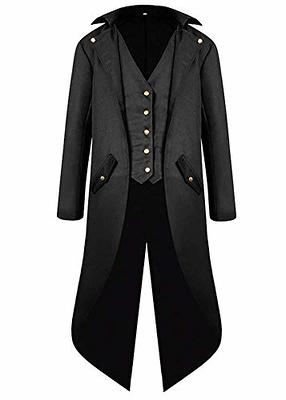 Inmeilifus Men's Steampunk Jacket Tailcoat Halloween Costumes Victorian  Coat Gothic Cosplay Vintage Frock Coat Uniform (XXL, Black) - Yahoo Shopping