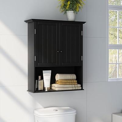 Wall Bathroom Storage Cabinet Wood Cabinet w/ Doors & Organized Shelves