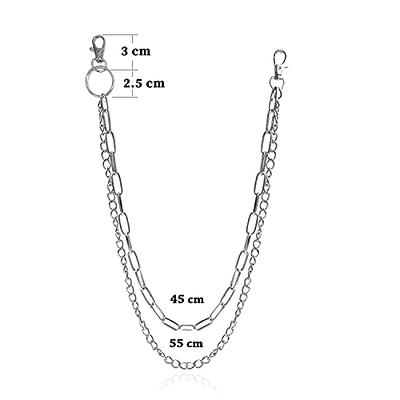 3 Pieces Jeans Chains Wallet Chain Pants Chain, Silver Pocket