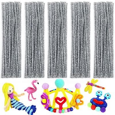 100 Pieces Pipe Cleaners Chenille Stem, Glitter Silver Craft Pipe