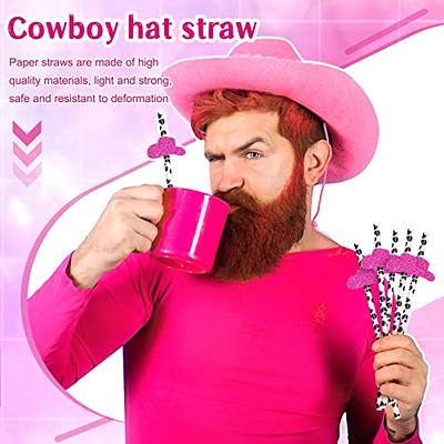 50 Pcs Disco Cowgirl Decorations Straws 70s Disco Ball Paper Straw Western  Hat Straws Retro Lip Straws Drinking Party Favor for Disco Party Dance