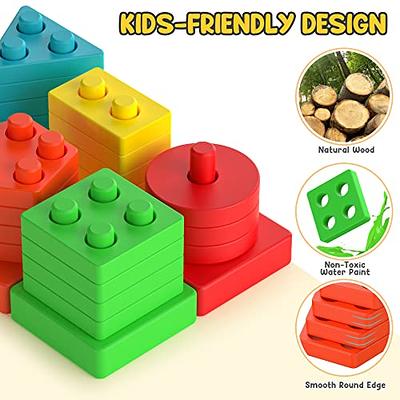 Adena Montessori Inspired Toys - Juguetes de 3 colores sólidos en clavijas,  diseñados para niños de 1, 2, 3 años, juguetes de clasificación de formas