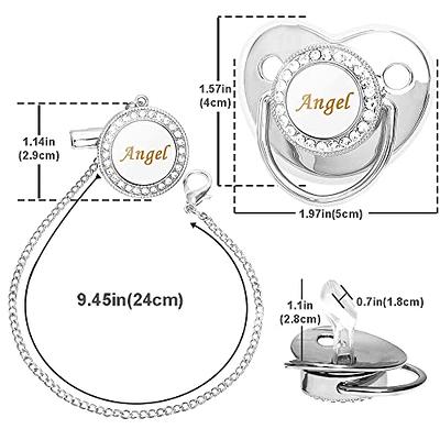 Personalized Pacifier Binky Gold silver Dummy With Chain Clip And