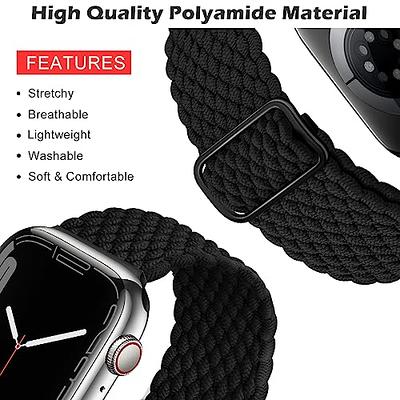 Stretchable Black-Green Solo Loop Braided Apple Watch Band for 44mm / 42mm  models