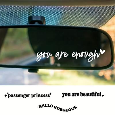 Ribbons Passenger Princess Car Mirror Decal, Car Mirror Sticker, Rear View Mirror Sticker, Car Decal Sticker (White)