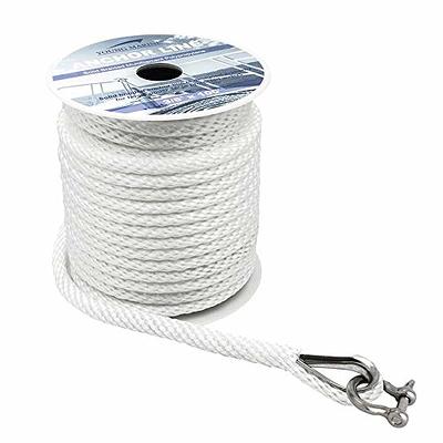 3/16 Inch x 100 Ft Solid Braid Nylon Anchor Line with Hook for