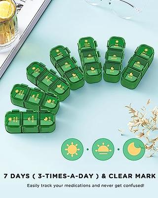 Weekly Pill Organizer,3-Times-A-Day 7 Day Pill Box Large Compartments  Moisture-Proof Pill Case Medication Reminder Portable Travel Container for