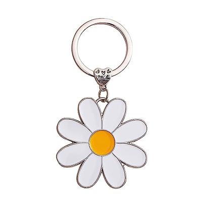 Fuqimanman2020 Flower Charms Daisy Enameled Keychain Chain Tassel