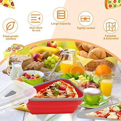 Pizza Storage Container Expandable,Pizza Boxes with 5 Microwavable Serving  Trays