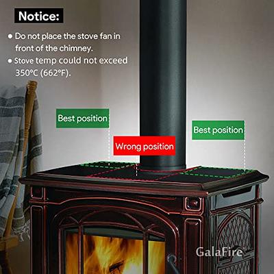 GALAFIRE 4-Blades Heat Powered Wood Stove Fan + Magnetic Thermometer, 122°F  Start Non Electric Eco Fireplace Fan for Gas/Pellet/Log/Wood Burning