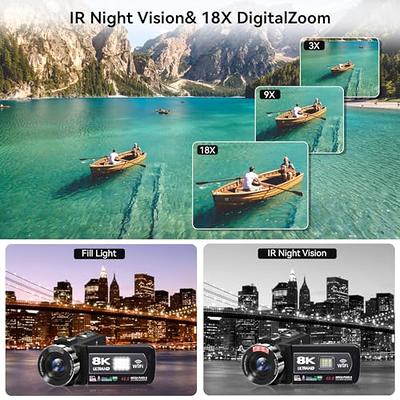 4k Digital Video Camera Wifi Camcorder Dv Recorder 56mp 18x Digital Zoom  3.0 Inch Ips Touchscreen Supports Face Detection Ir Night Vision Anti-shake  W