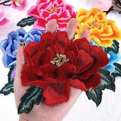 Red Peony Big Patch Applique Embroidery Flower Patches Sewing Patch Custom  DIY Decoration Accessories for Clothes Bags Jeans Hat