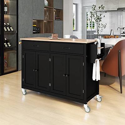 Kitchen Cart with Stainless Steel Top and Storage Cabinet, Kitchen