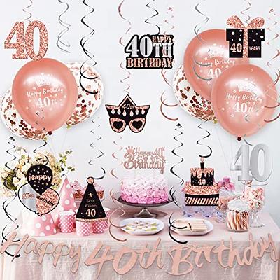 40th Birthday Decorations For Men Women, Black And Gold Party Decorations  Kit - Happy Birthday Banner Black And Gold Balloons Confetti Balloons  Swirls