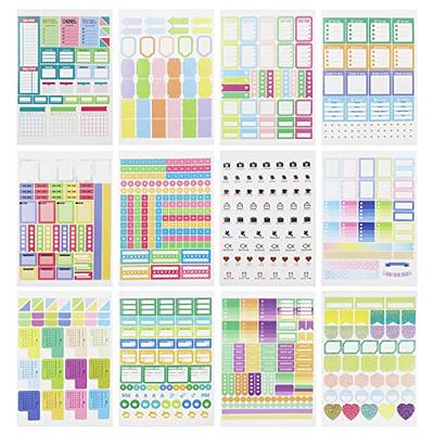 12 Sheets of Planner Stickers with 730Pcs, Cute Planner Labels and