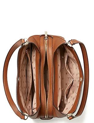 Kate Spade Leila Medium Gingerbread Leather Triple Compartment Satchel  Handbag 