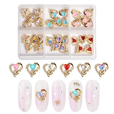 3s Nail Art Charms Dangle Luxury Rhinestones Heart Crystal Decorations 10pcs