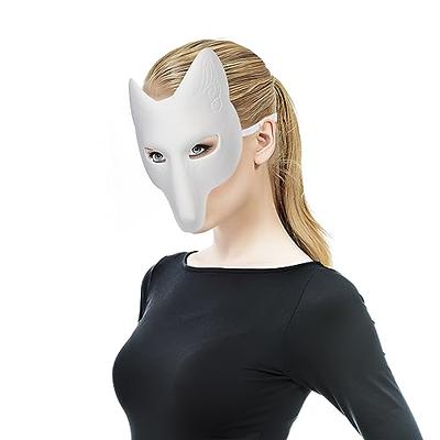 PRETYZOOM Halloween Fox Mask White Paper Blank Mask DIY Animal Unpainted  Craft Mask for Cosplay Masquerade Parties Costume Accessory