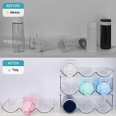 2-Pack Water Bottle Organizer Bins & Clear Storage for Refrigerator