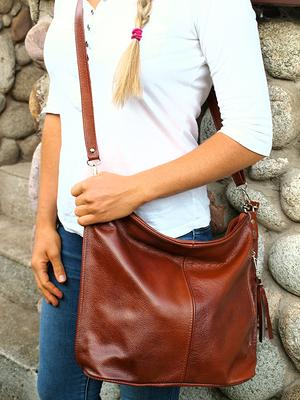 BROWN Oversize Shoulder Bag LEATHER HOBO Bag Everyday 