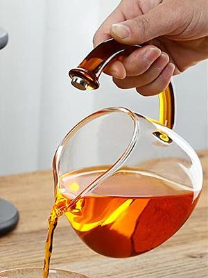 Glass Tea Set With Cognac Handle