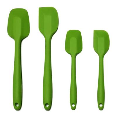 Green Silicone Wide Spatula Turner With Wooden Handle For Pancake,fried  Fish,egg, Cookie And Other Non-stick Cookware