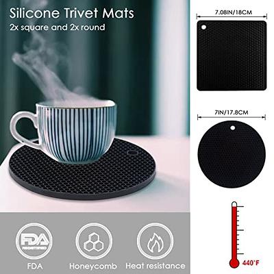2X SILICONE POT HOLDERS Non Slip Square Circle Mats Trivet Heat Resistant