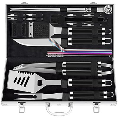 ROMANTICIST 25pcs Extra Thick Stainless Steel Grill Tool Set for Men, Heavy  Duty Grilling Accessories Kit for Backyard, BBQ Utensils Gift Set with  Spatula,Tongs in Aluminum Case for Birthday Black - Yahoo