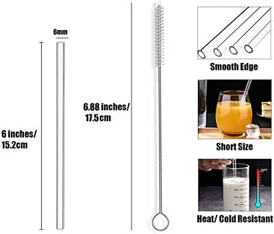 16 Pack Clear Glass Straws Shatter Resistant, 8 Short 8 Long Glass Straws,  7 mm