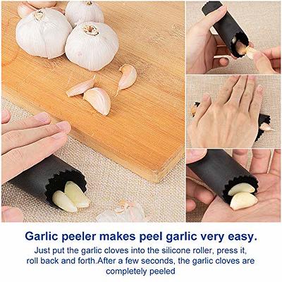 Zulay Kitchen Garlic Press and Peeler Set with Silicone Peeler & Brush