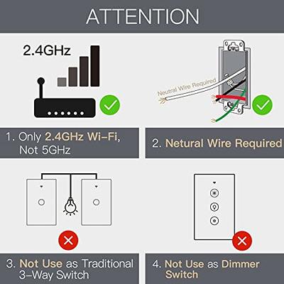 Interruptor Wifi Tuya Neutral, Alexa Wifi Smart Switch