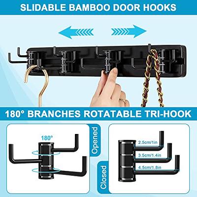 BTY Over The Door Hooks Organizer Hanger Metal Door Towel Hook Rack with 5  Hooks and 2 Baskets Door Coat Rack Storage Organizer for Bedroom Bathroom