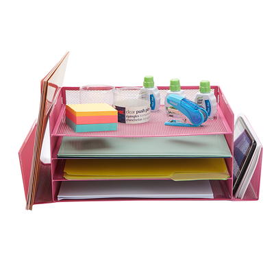 Mind Reader Desk Organizer with 5 Sliding Trays, Black