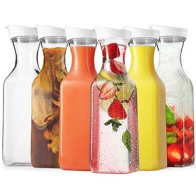 Encheng Vintage Water Bottles,Glass Drinking Bottles 16oz,Square