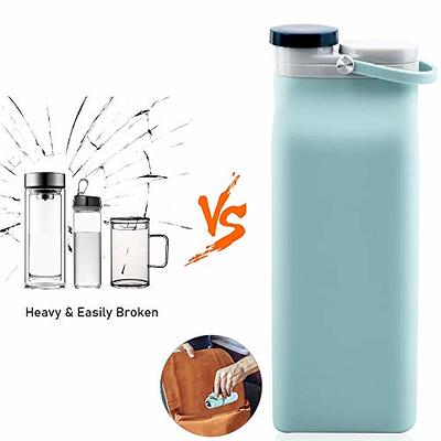 E-Senior Collapsible Water Bottle BPA Free - Foldable Water Bottle for  Travel Sports Bottles with Triple Leak Proof Lightweight 20oz (Blue)