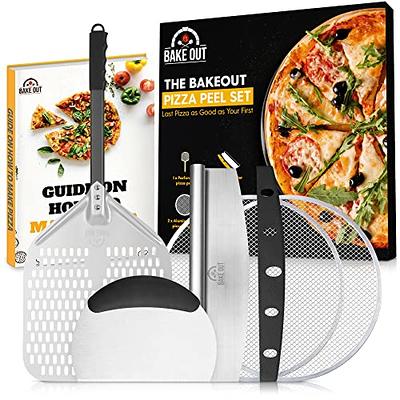 BAKE OUT Perforated Pizza Peel Set 12''x14'' - 5-Pcs Pizza Peel Set with  Pizza Cutter, 16-Inch Pizza Screen, Dough Scraper Cutter - Professional  Pizza Oven Accessories for Pastry, Baking, Pizza - Yahoo Shopping