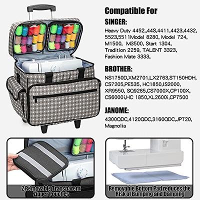 Teamoy Sewing Machine Carrying Case with Top Wide Opening, Sewing Machine  Bag Compatible with Brother Sewing Machines and Parts,Black