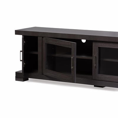 Baxton Studio Viveka 70 Inch Dark Brown Wood TV Cabinet with 2