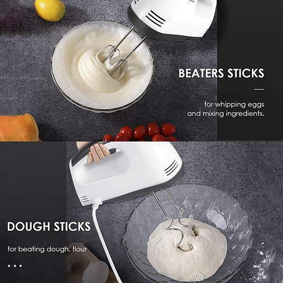 Electric Hand Mixer: Stainless Steel Whisk 7-Speeds Portable Hand Mixer  Food Baking Mixers with 2 Beaters 2 Dough Hooks Mini Egg Cream Food Beater  for Kitchen Making Caket