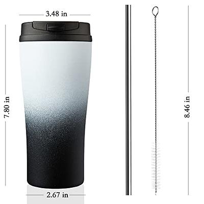  Stainless Steel Tumbler with Straw Double Wall Vacuum Insulated  Travel Coffee Mugs Thermal Cup for Hot and Cold Drink coffee cups thermos  for women: Home & Kitchen