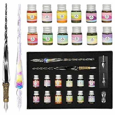 ASXMA Glass Dipped Pen Ink Set Handmade Crystal Calligraphy Pen with  24Colorful india ink for Art, Signatures, Drawing, Decoration, Caligraphy  Kits for Beginners - Yahoo Shopping